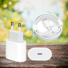 Oplader + Iphone kabel til Powerkit